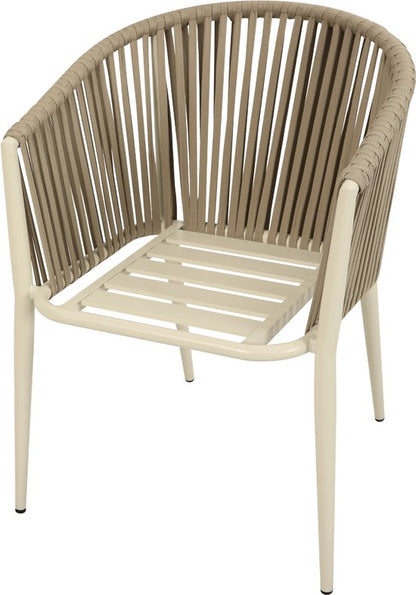 AXI Chay Tuinset met 8 stoelen Houtlook/beige – Gepoedercoat aluminium frame – 8 Personen - Diningset met kussens voor balkon, tuin en terras - Weerbestendig