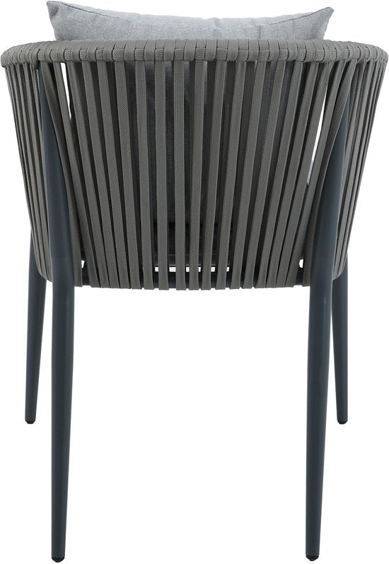 AXI Chay Tuinset met 8 stoelen Houtlook/antraciet – Gepoedercoat aluminium frame – 8 Personen - Dining set met kussens voor balkon, tuin en terras - Weerbestendig