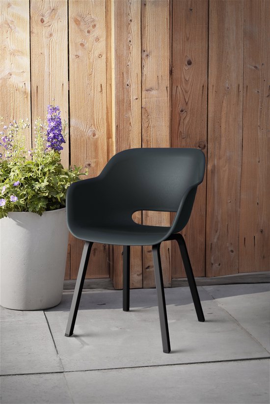 Keter Porto Diningset - Signature Porto Tafel en 6 Noa Tuinstoelen - Ashwood/Zwart