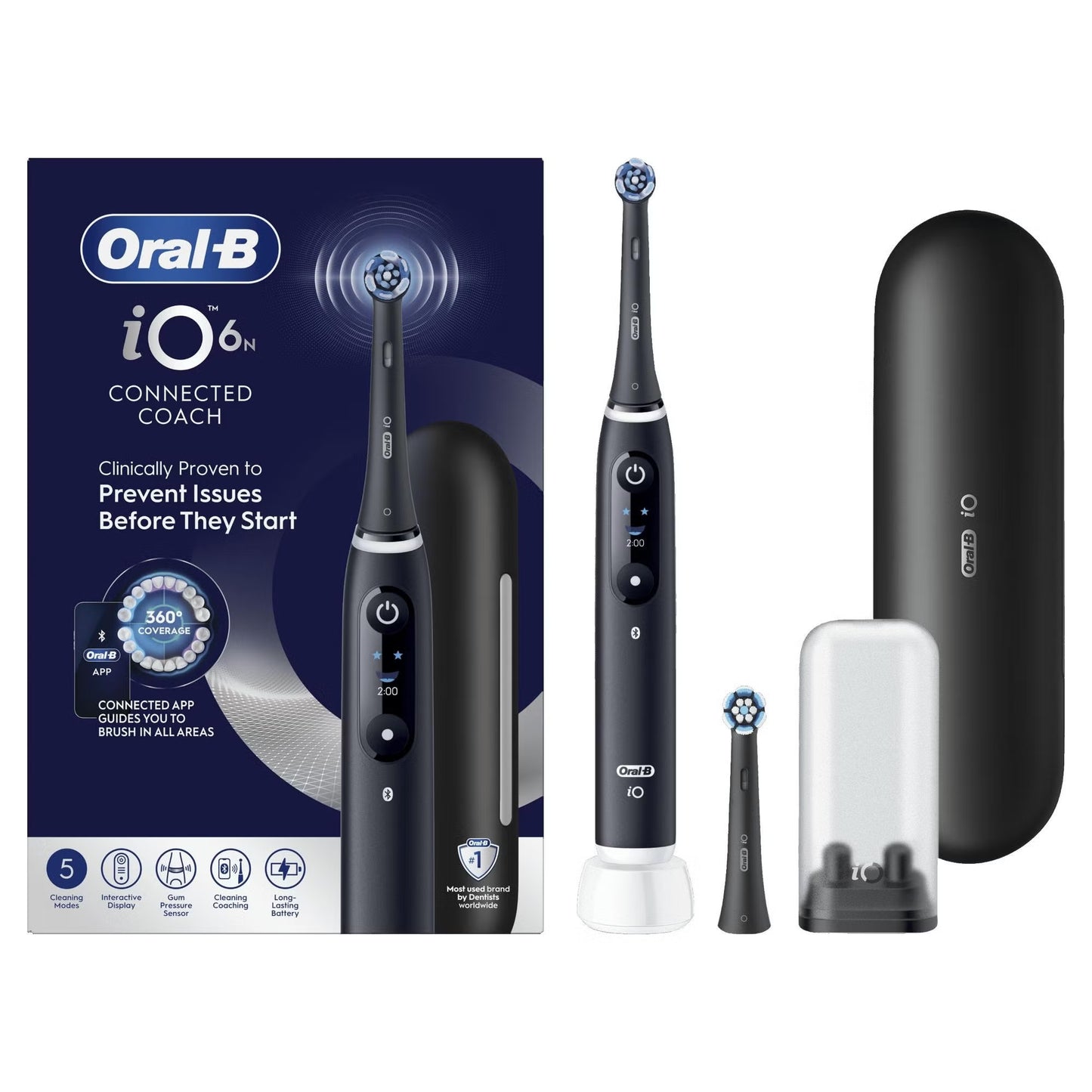 Oral-B iO 6N Elektrische Tandenborstel Zwart Lava + 4 Opzetborstels