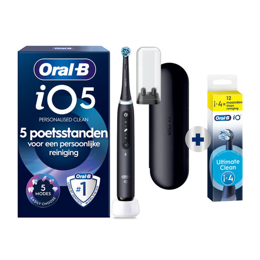 Oral-B iO 5N Elektrische Tandenborstel Zwart + 4 Opzetborstels