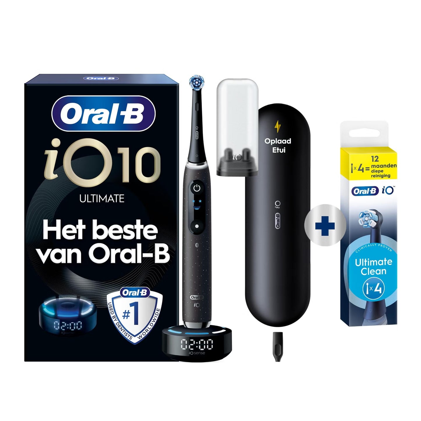 Oral-B iO 10 Elektrische Tandenborstel Cosmic Zwart + 4 Opzetborstels