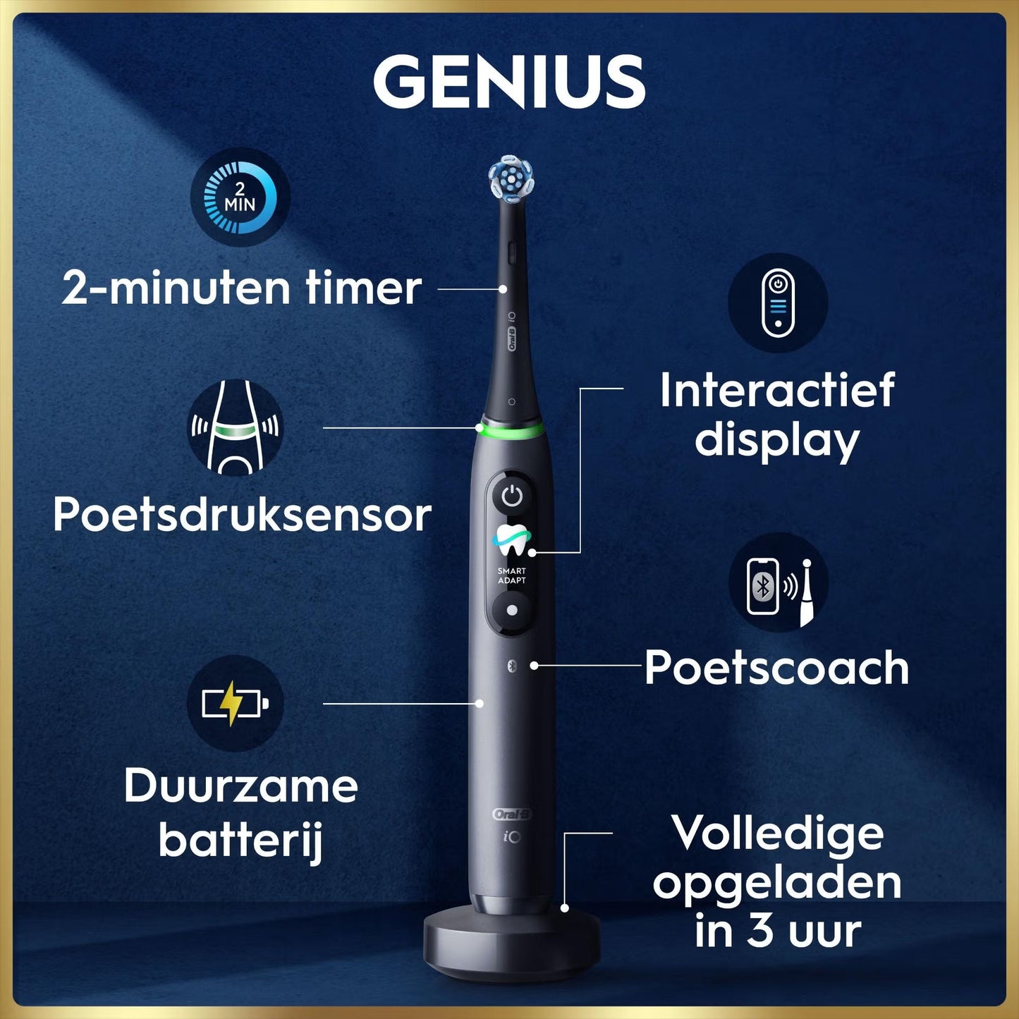 Oral-B iO 9N Elektrische Tandenborstel Zwart + 4 Opzetborstels