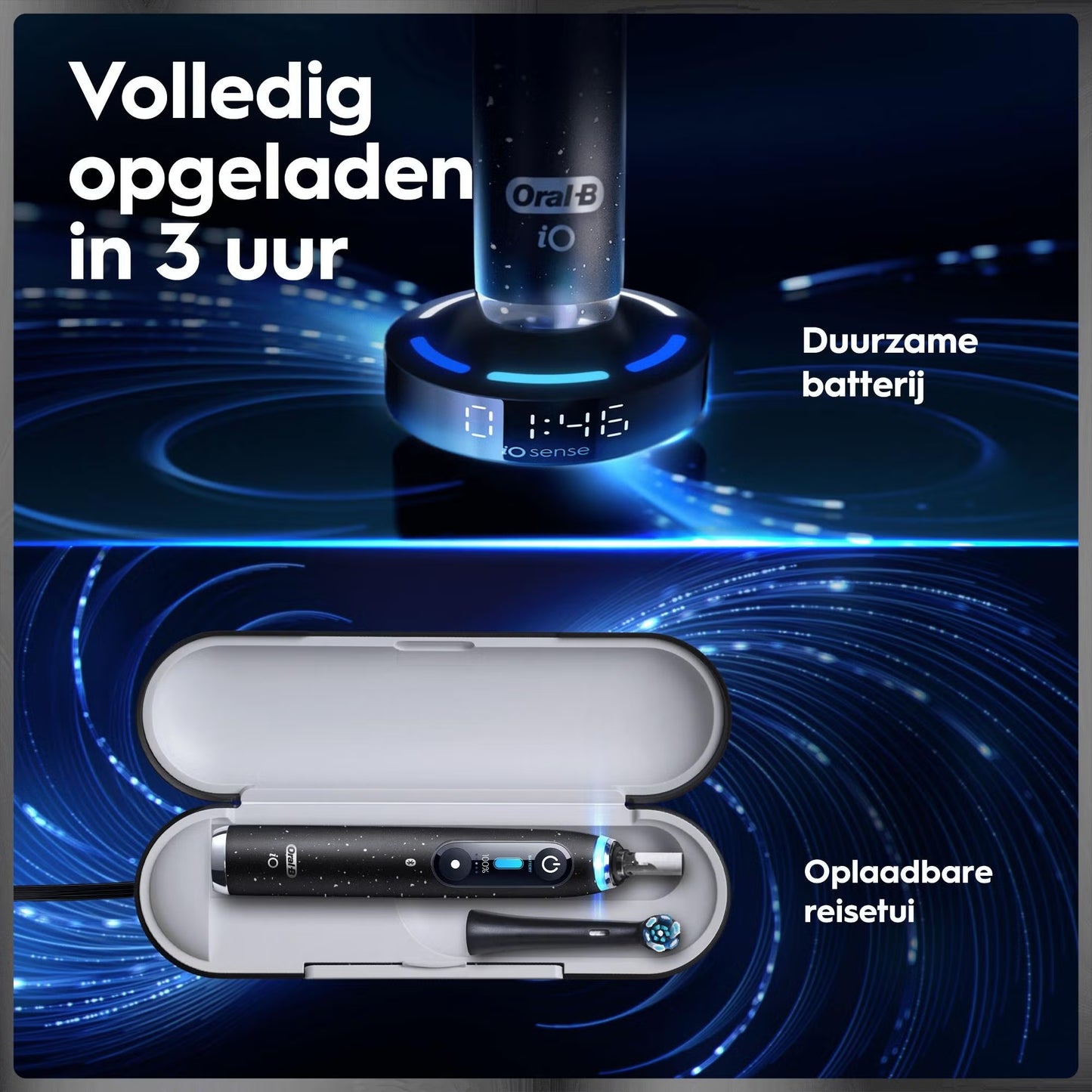 Oral-B iO 10 Elektrische Tandenborstel Cosmic Zwart + 4 Opzetborstels