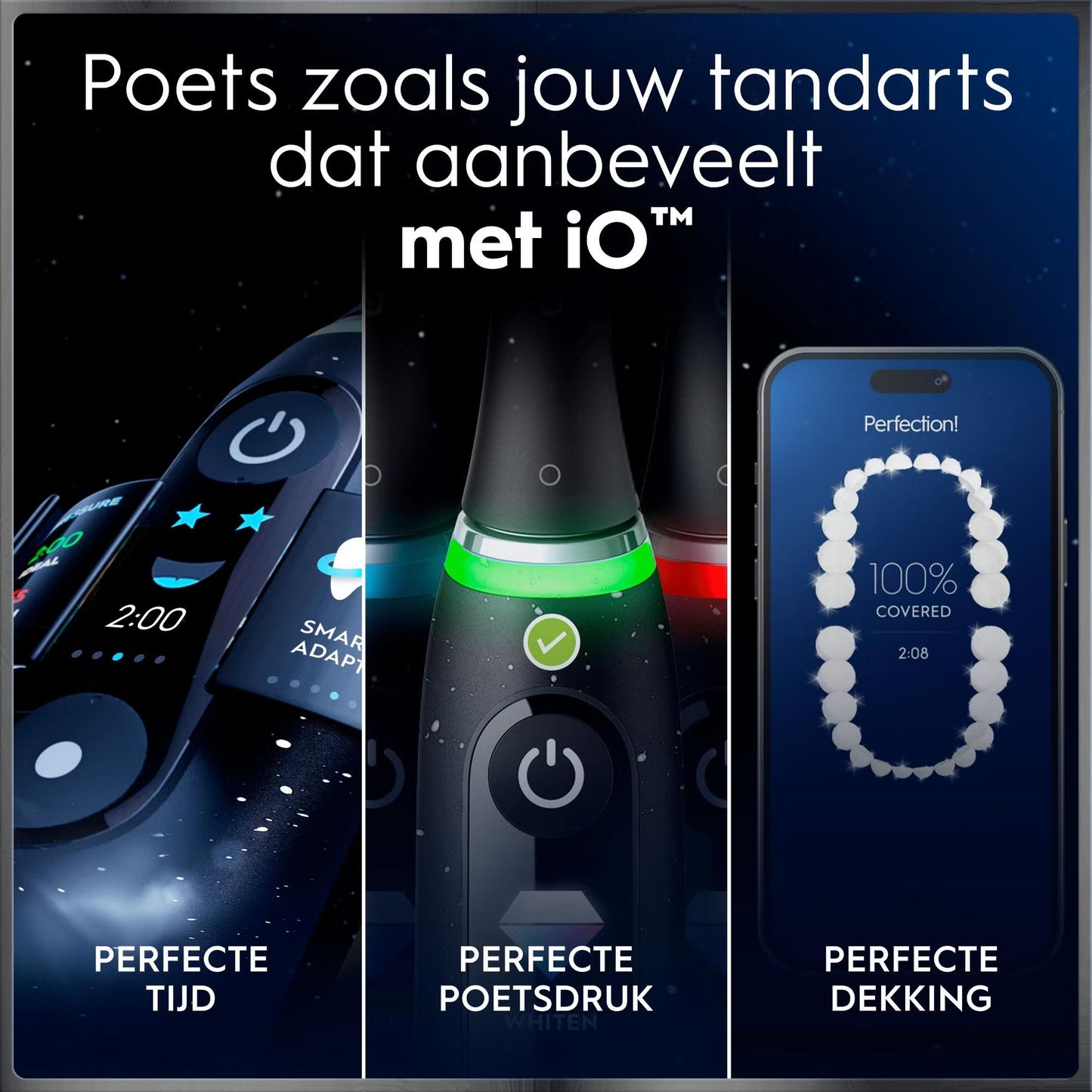 Oral-B iO 10 Elektrische Tandenborstel Cosmic Zwart + 4 Opzetborstels